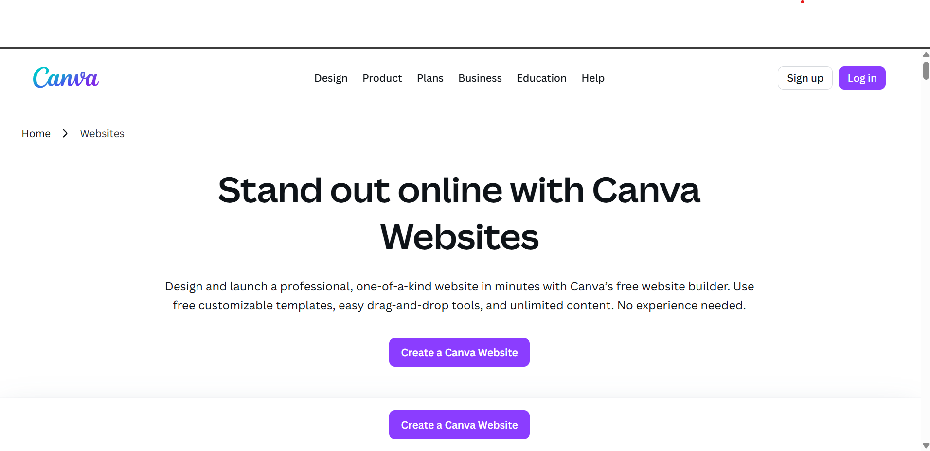 Canva site builder