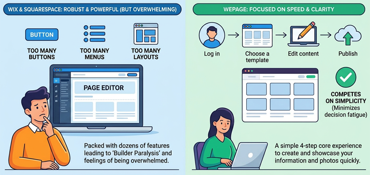 WePage vs. Wix and Squarespace
